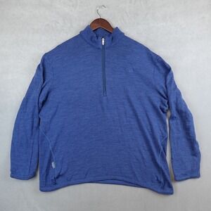 Icebreaker Sport Merino Wool Shirt Mens XL Blue 1/4 Zip Pullover Base Layer
